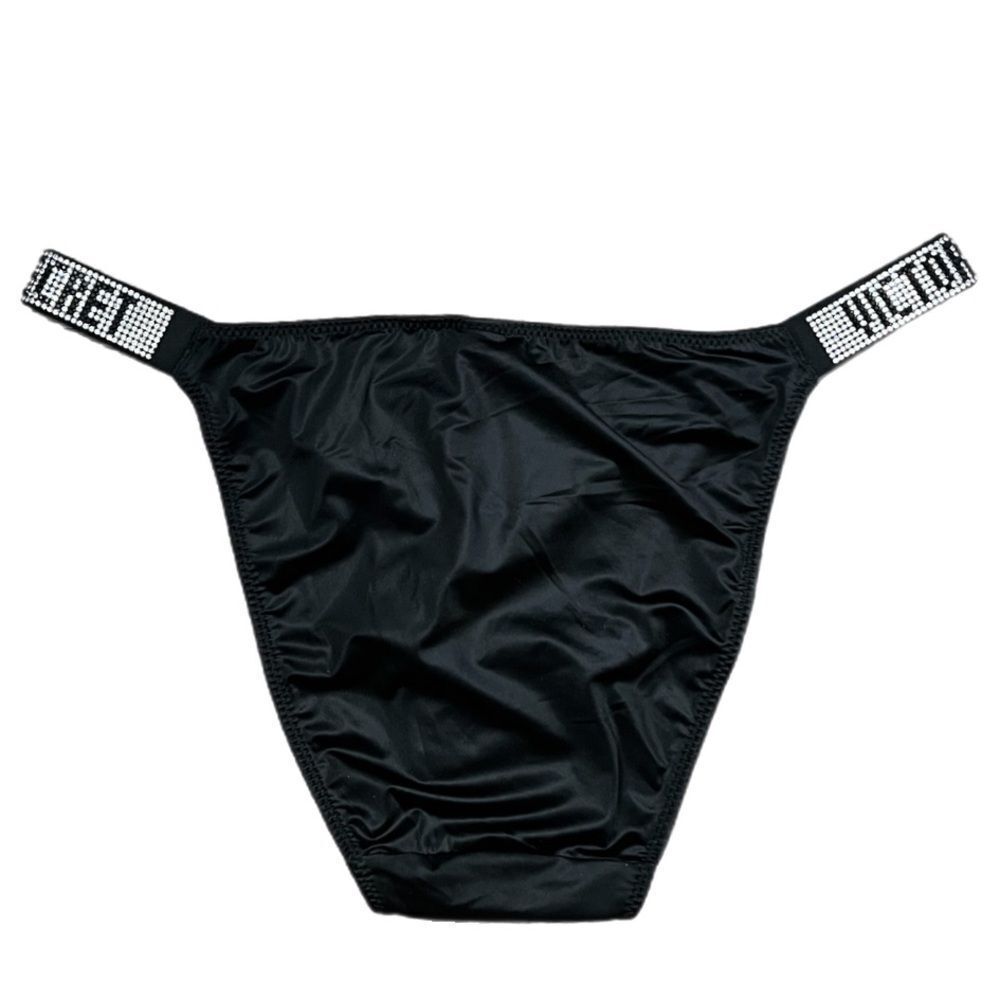 Victorias Secret Bombshell Shine Rhinestones Strap String Bikini panty black S - Picture 5 of 5